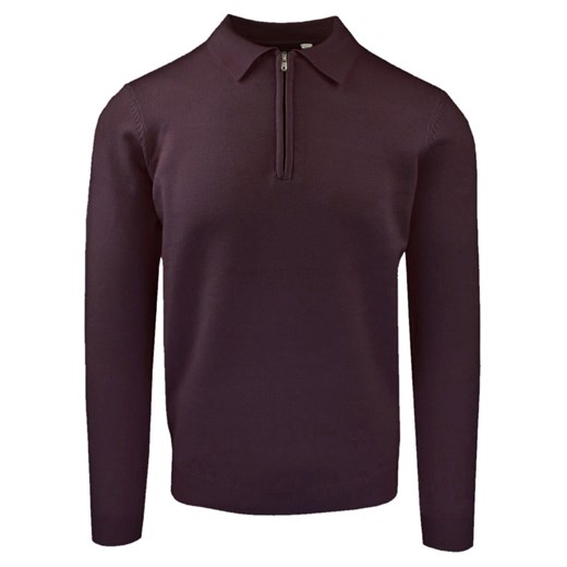 Męski, Lekki Sweter z Wiskozy z Kołnierzykiem Polo - Brave Soul - Bordo SWBRSAW25tippleOXBLOOD ze sklepu JegoSzafa.pl w kategorii Swetry męskie - zdjęcie 187498651