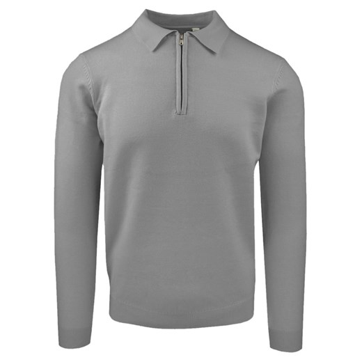 Męski, Lekki Sweter z Wiskozy z Kołnierzykiem Polo - Brave Soul - Popiel SWBRSAW25tippleGREYmarl ze sklepu JegoSzafa.pl w kategorii Swetry męskie - zdjęcie 187498654