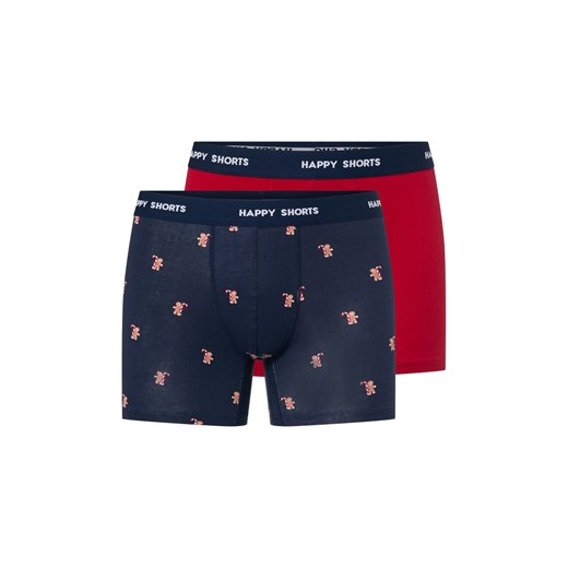 HAPPY SHORTS Bokserki w 2-paku Mężczyźni Bawełna granatowy wzorzysty ze sklepu vangraaf w kategorii Majtki męskie - zdjęcie 187498892