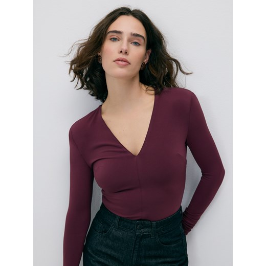 Reserved - Body z długim rękawem - ciemnofioletowy ze sklepu Reserved w kategorii Body damskie - zdjęcie 187498952