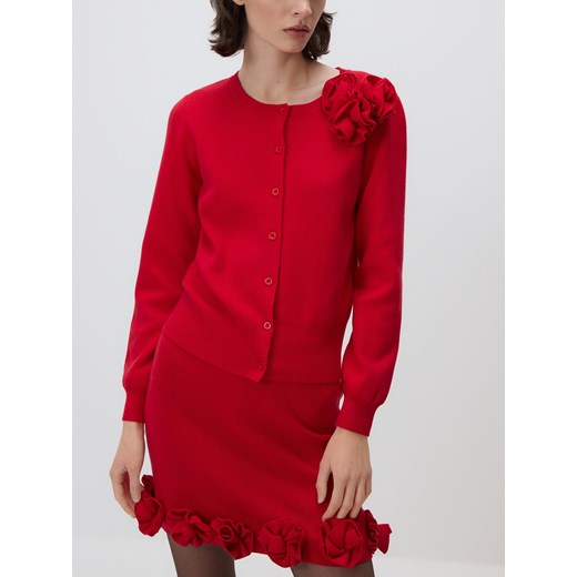 Reserved - Kardigan z aplikacją - czerwony ze sklepu Reserved w kategorii Swetry damskie - zdjęcie 187499753