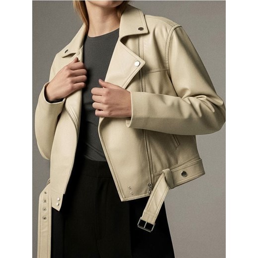 Sinsay - Kurtka ramoneska - kremowy ze sklepu Sinsay w kategorii Kurtki damskie - zdjęcie 187500474