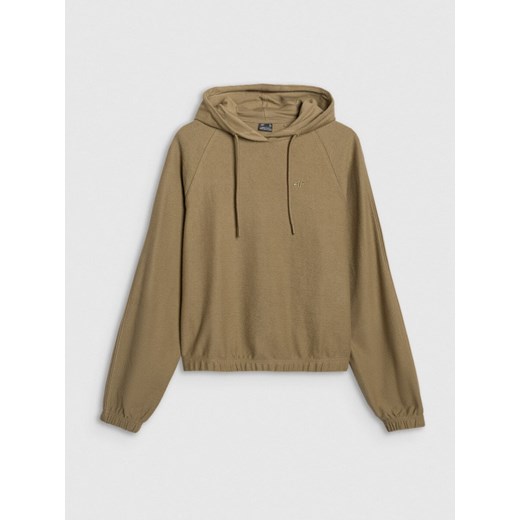 Damska bluza nierozpinana z kapturem 4F 4FRAW25TSWSF2544 - brązowa ze sklepu Sportstylestory.com w kategorii Bluzy damskie - zdjęcie 187500600