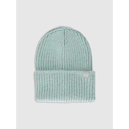 Damska czapka zimowa 4F 4FRAW25ACAPF0801 - turkusowa ze sklepu Sportstylestory.com w kategorii Czapki zimowe damskie - zdjęcie 187500623