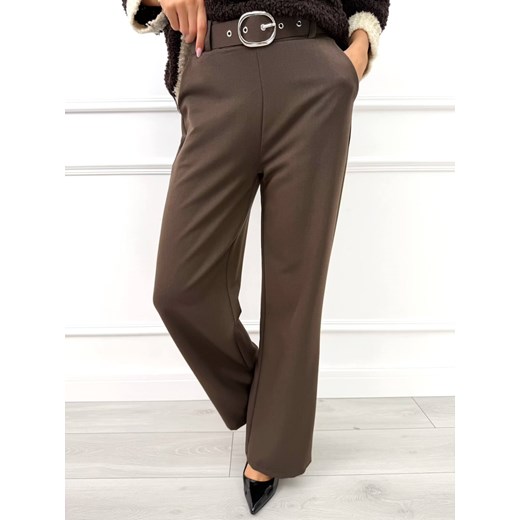 Brązowe Eleganckie Spodnie ze sklepu ModnaKiecka.pl w kategorii Spodnie damskie - zdjęcie 187501010