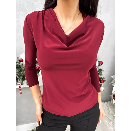 Bordowa Bluzka z Lejącym Dekoltem ze sklepu ModnaKiecka.pl w kategorii Bluzki damskie - zdjęcie 187501210