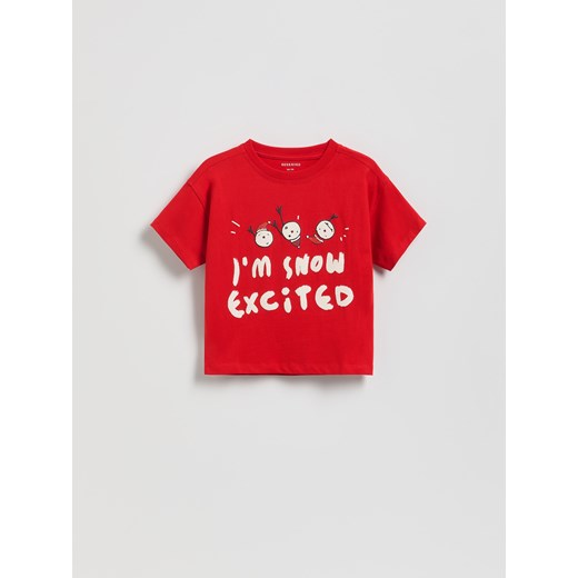 Reserved - Świąteczny t-shirt - czerwony ze sklepu Reserved w kategorii T-shirty chłopięce - zdjęcie 187501402