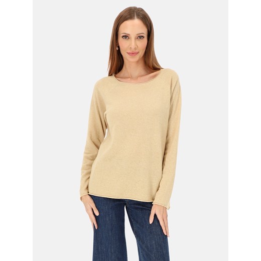 Beżowy włoski sweter z wełną i kaszmirem L’AF Avrora ze sklepu Eye For Fashion w kategorii Swetry damskie - zdjęcie 187503054