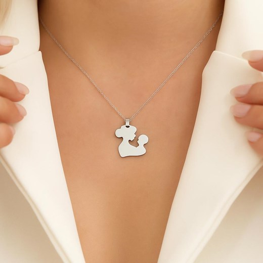 Naszyjnik damski srebrny mama dziecko stal chirurgiczna na prezent dla mamy ze sklepu otien.com w kategorii Naszyjniki - zdjęcie 187503110