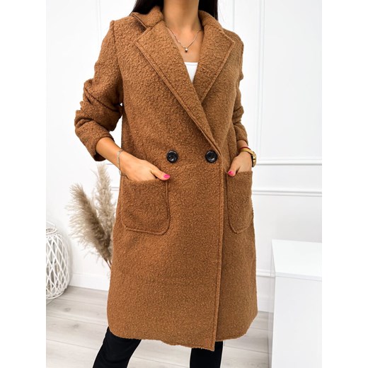 Brązowy Płaszcz z Kieszeniami ze sklepu ModnaKiecka.pl w kategorii Płaszcze damskie - zdjęcie 187503330