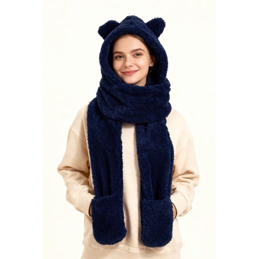 Nakrycie głowy kaptur Vivisence 70107 granatowy ze sklepu kontri.pl w kategorii Czapki zimowe damskie - zdjęcie 187503411