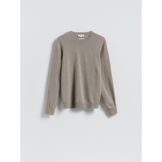 Reserved - Wełniany sweter z dodatkiem kaszmiru - beżowy ze sklepu Reserved w kategorii Swetry męskie - zdjęcie 187503514
