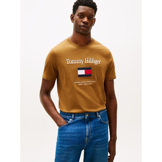 Tommy Hilfiger Koszulka męska Mężczyźni Bawełna khaki jednolity ze sklepu vangraaf w kategorii T-shirty męskie - zdjęcie 187506793