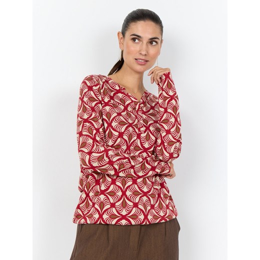 soyaconcept® Damska koszulka z długim rękawem - SC-Felicity Kobiety Bawełna czerwony wzorzysty ze sklepu vangraaf w kategorii Bluzki damskie - zdjęcie 187506800