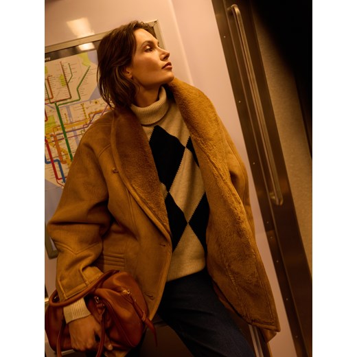 Reserved - Wełniany golf w romby - wielobarwny ze sklepu Reserved w kategorii Swetry damskie - zdjęcie 187506881