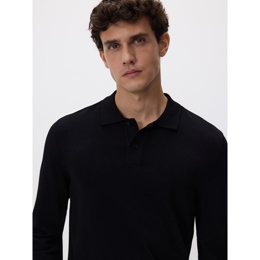 Reserved - Wiskozowy sweter polo - czarny ze sklepu Reserved w kategorii Swetry męskie - zdjęcie 187507102