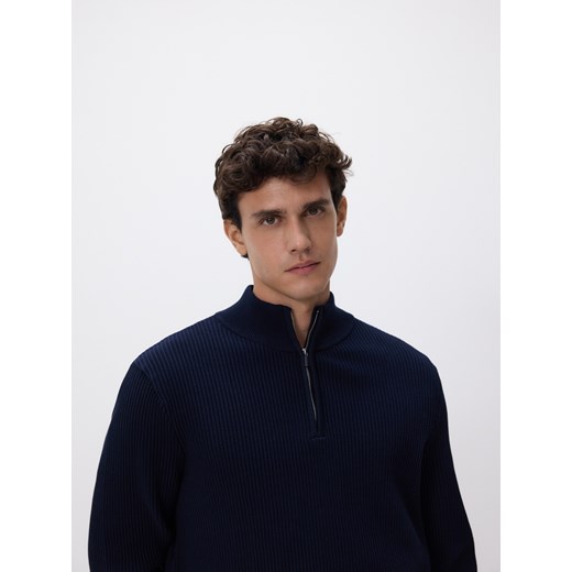 Reserved - Sweter z rozpinaną stójką - granatowy ze sklepu Reserved w kategorii Swetry męskie - zdjęcie 187507150