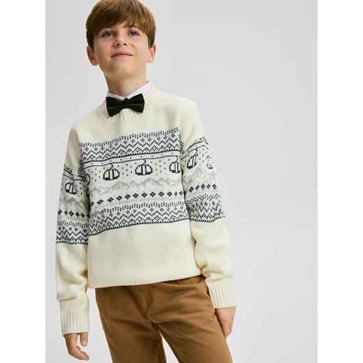 Reserved - Sweter ze wzorem - złamana biel ze sklepu Reserved w kategorii Swetry chłopięce - zdjęcie 187507410