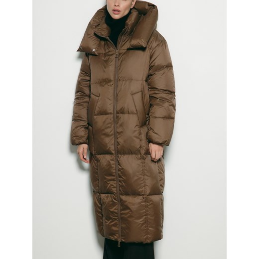 Reserved - Puchowa kurtka z kapturem - brązowy ze sklepu Reserved w kategorii Płaszcze damskie - zdjęcie 187507542