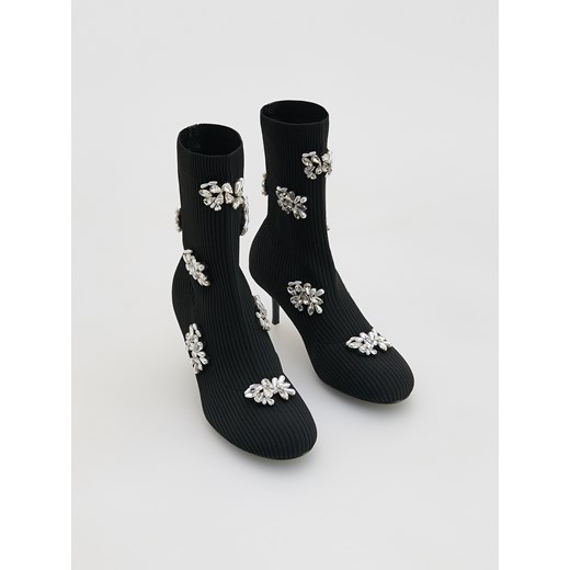 Reserved - Botki z ozdobnymi detalami - czarny Reserved 38 Reserved