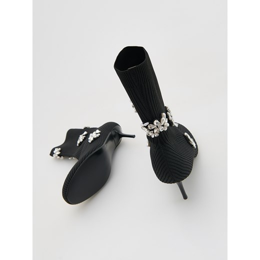 Reserved - Botki z ozdobnymi detalami - czarny Reserved 40 Reserved