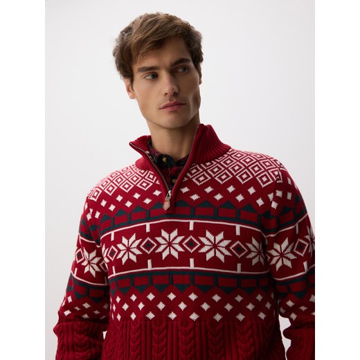 Reserved - Sweter ze świątecznym wzorem - czerwony Reserved L Reserved