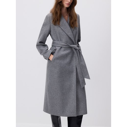 Reserved - Płaszcz z wiązaniem - ciemnoszary Reserved M Reserved