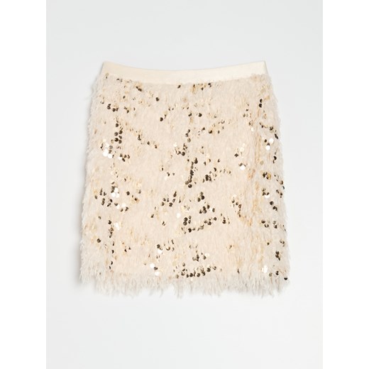 Sinsay - Spódnica mini z ozdobnymi cekinami - złoty Sinsay XS Sinsay