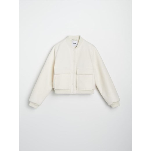 Sinsay - Rozpinana kurtka bez kaptura - kremowy ze sklepu Sinsay w kategorii Kurtki damskie - zdjęcie 187508184