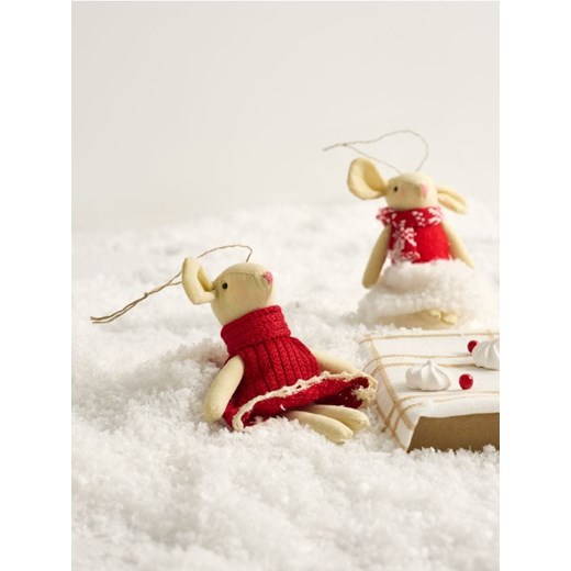 Sinsay - Dekoracja świąteczna w kształcie myszy - kremowy ze sklepu Sinsay w kategorii Dekoracje bożonarodzeniowe - zdjęcie 187508193