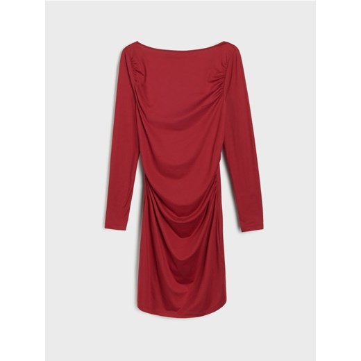 Sinsay - Sukienka z marszczeniami - czerwony ze sklepu Sinsay w kategorii Sukienki - zdjęcie 187508243