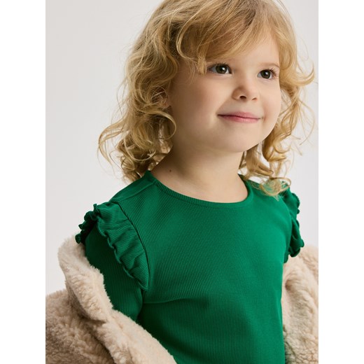 Reserved - Bluzka z falbanami - zielony ze sklepu Reserved w kategorii Bluzki dziewczęce - zdjęcie 187508693