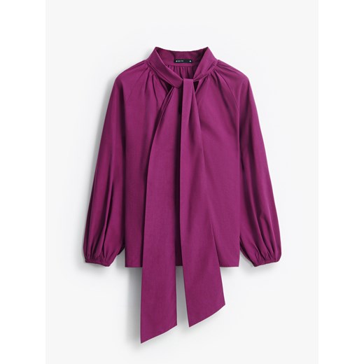 Mohito - Bluzka z wiązaniem - ciemny fiolet ze sklepu Mohito w kategorii Bluzki damskie - zdjęcie 187510081