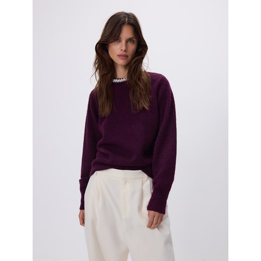 Reserved - Sweter z aplikacją - ciemnofioletowy ze sklepu Reserved w kategorii Swetry damskie - zdjęcie 187510324