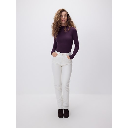Reserved - Gładki longsleeve - ciemnofioletowy ze sklepu Reserved w kategorii Bluzki damskie - zdjęcie 187510463