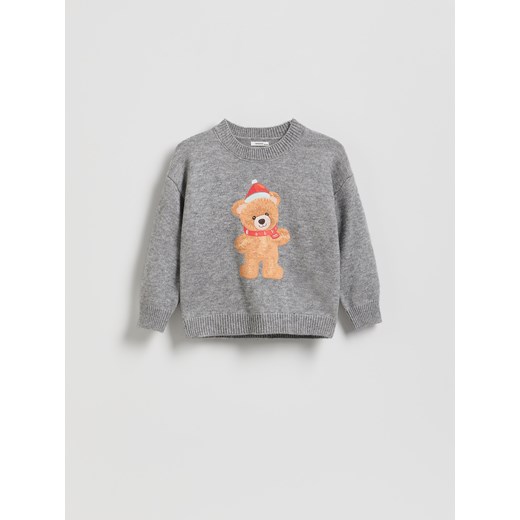 Reserved - Sweter z misiem - jasnoszary ze sklepu Reserved w kategorii Swetry chłopięce - zdjęcie 187510603