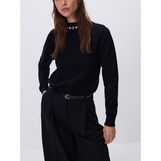 Reserved - Sweter z ozdobną aplikacją - czarny ze sklepu Reserved w kategorii Swetry damskie - zdjęcie 187510630
