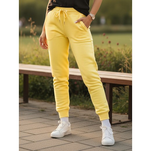Spodnie damskie dresowe FITS żółte Dstreet UY0580z ze sklepu DSTREET.PL w kategorii Spodnie damskie - zdjęcie 187510781