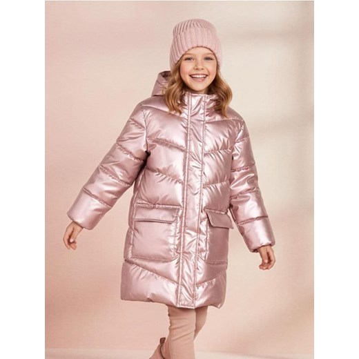 Sinsay - Pikowany płaszcz z kapturem ze sztucznym futerkiem - złoty ze sklepu Sinsay w kategorii Płaszcze dziewczęce - zdjęcie 187513443