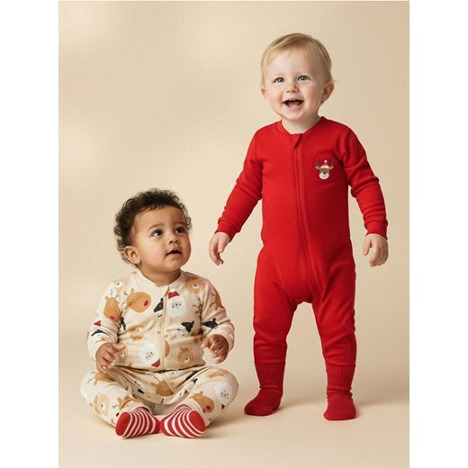 Sinsay - Śpiochy z motywem świątecznym 2 pack - kremowy ze sklepu Sinsay w kategorii Odzież dla niemowląt - zdjęcie 187513451