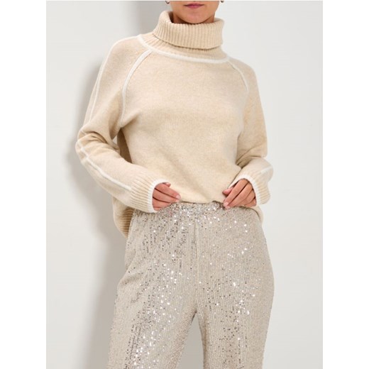 Sinsay - Golf z przeszyciami - kremowy ze sklepu Sinsay w kategorii Swetry damskie - zdjęcie 187513454
