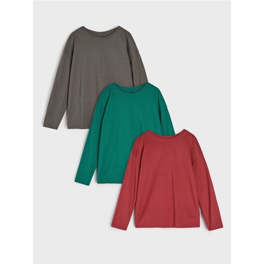 Sinsay - Koszulki z długimi rękawami 3 pack - bordowy ze sklepu Sinsay w kategorii T-shirty chłopięce - zdjęcie 187513474