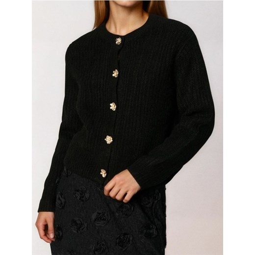 Sinsay - Prążkowany sweter z ozdobnymi guzikami - czarny ze sklepu Sinsay w kategorii Swetry damskie - zdjęcie 187513490
