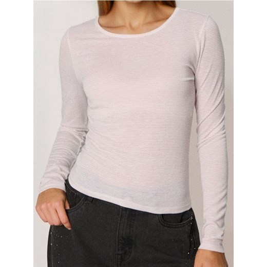 Sinsay - Bluzka z metalizowaną nitką - kremowy ze sklepu Sinsay w kategorii Bluzki damskie - zdjęcie 187513552