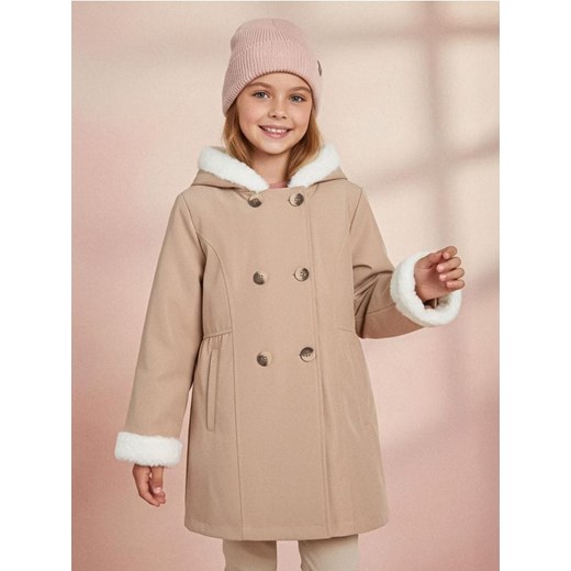 Sinsay - Trencz ze sztucznym futerkiem zapinany na guziki - beżowy ze sklepu Sinsay w kategorii Płaszcze dziewczęce - zdjęcie 187513601