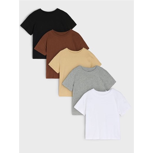 Sinsay - Bawełniane koszulki 5 pack - biały ze sklepu Sinsay w kategorii T-shirty chłopięce - zdjęcie 187513643