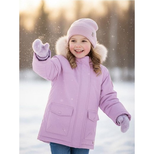 Sinsay - Kurtka z kapturem obszytym futerkiem - fioletowy ze sklepu Sinsay w kategorii Kurtki dziewczęce - zdjęcie 187513671