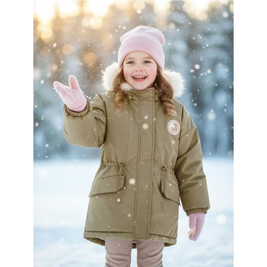 Sinsay - Kurtka ze sztucznym futerkiem z regulowanym pasem - khaki ze sklepu Sinsay w kategorii Kurtki chłopięce - zdjęcie 187513674