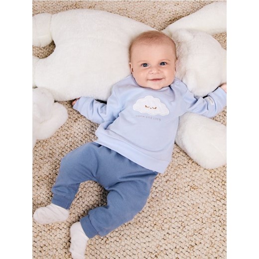 Sinsay - Bawełniane spodnie ze ściągaczmi - niebieski ze sklepu Sinsay w kategorii Odzież dla niemowląt - zdjęcie 187513713