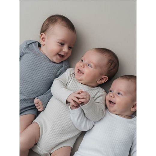 Sinsay - Body z prążkowanej dzianiny 3 pack - biały ze sklepu Sinsay w kategorii Body niemowlęce - zdjęcie 187513720